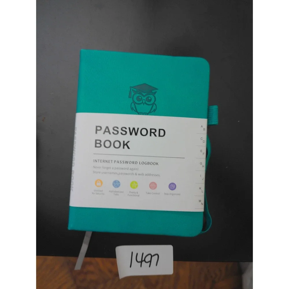 Internet Password Logbook Unisex A5 Teal Faux Leather Alphabetical Tabs Secure
